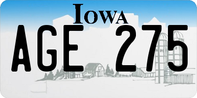 IA license plate AGE275