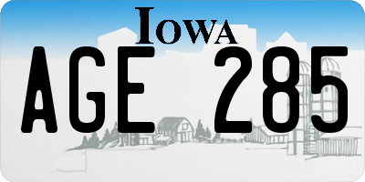 IA license plate AGE285