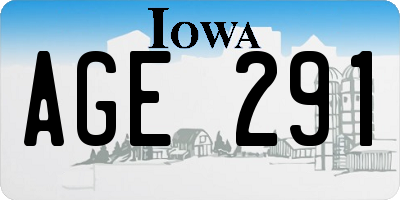 IA license plate AGE291