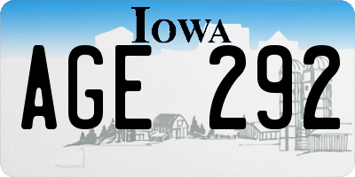 IA license plate AGE292