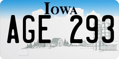 IA license plate AGE293