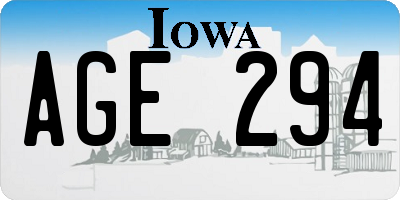IA license plate AGE294