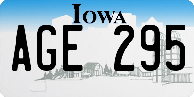 IA license plate AGE295