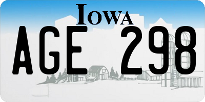 IA license plate AGE298
