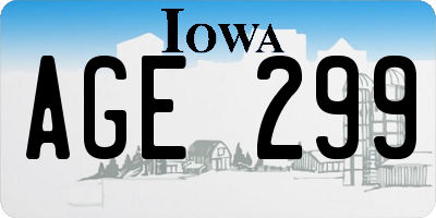 IA license plate AGE299