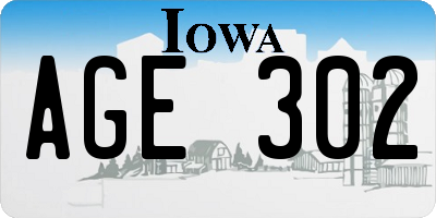 IA license plate AGE302