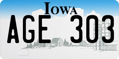 IA license plate AGE303