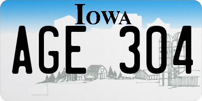 IA license plate AGE304