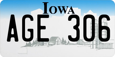 IA license plate AGE306