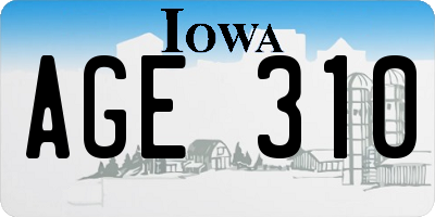 IA license plate AGE310
