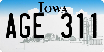 IA license plate AGE311