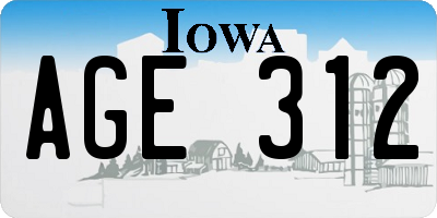 IA license plate AGE312