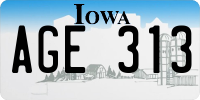 IA license plate AGE313