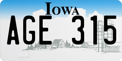 IA license plate AGE315