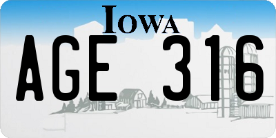 IA license plate AGE316