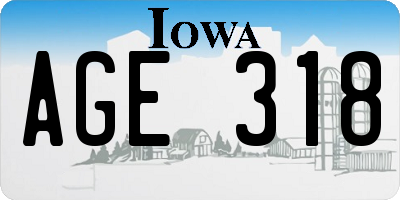 IA license plate AGE318
