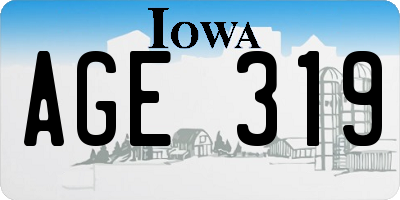 IA license plate AGE319