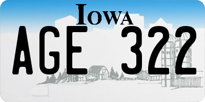 IA license plate AGE322