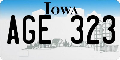 IA license plate AGE323