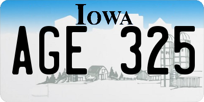 IA license plate AGE325