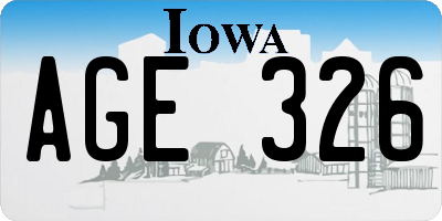 IA license plate AGE326