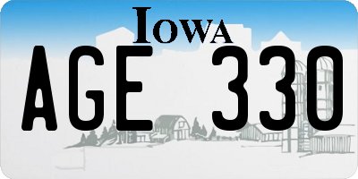 IA license plate AGE330