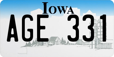 IA license plate AGE331