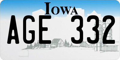 IA license plate AGE332