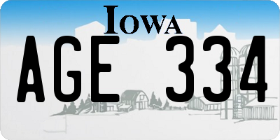 IA license plate AGE334