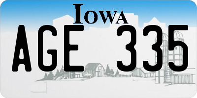 IA license plate AGE335