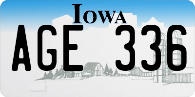IA license plate AGE336