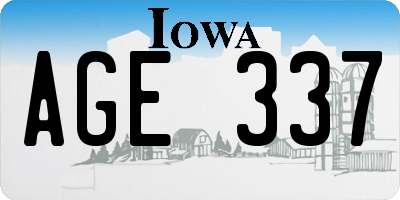 IA license plate AGE337