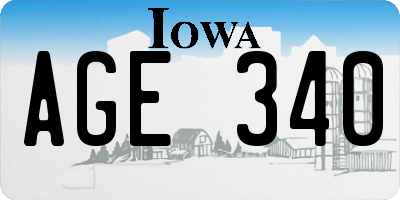 IA license plate AGE340