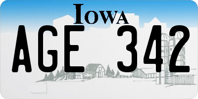 IA license plate AGE342
