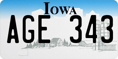 IA license plate AGE343