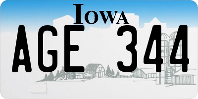 IA license plate AGE344