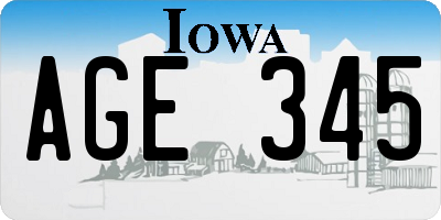 IA license plate AGE345