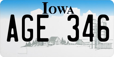 IA license plate AGE346