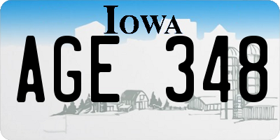 IA license plate AGE348