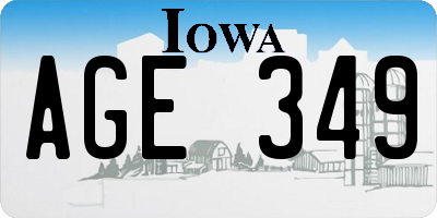 IA license plate AGE349