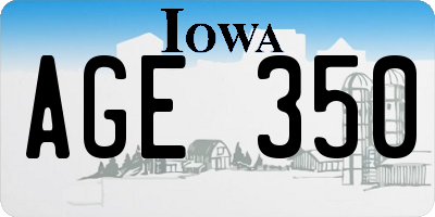 IA license plate AGE350