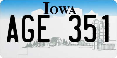IA license plate AGE351