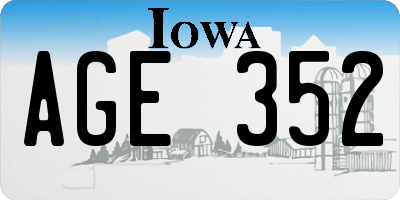 IA license plate AGE352