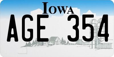 IA license plate AGE354