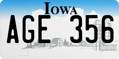 IA license plate AGE356