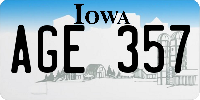 IA license plate AGE357