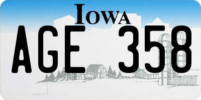IA license plate AGE358
