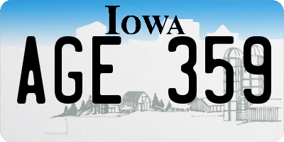 IA license plate AGE359