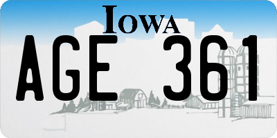IA license plate AGE361