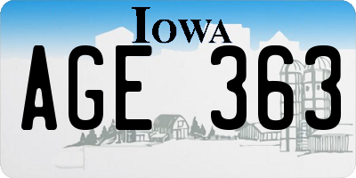 IA license plate AGE363